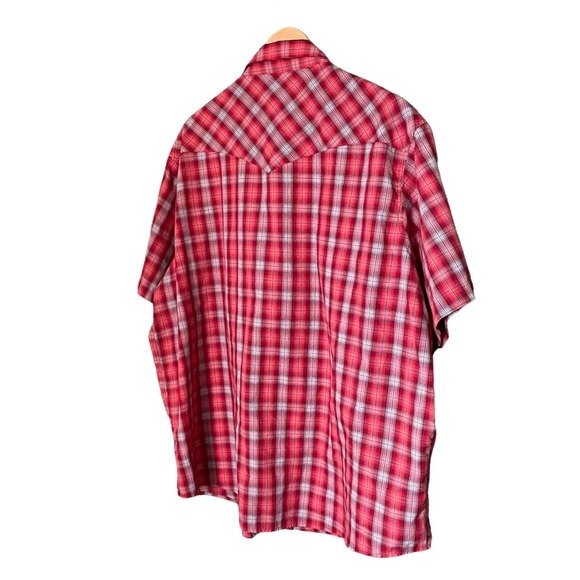 Wrangler Shirt Mens Size 2XL Western Red Plaid Pearl Snap Shirt Short Sleeve - Picture 5 of 9